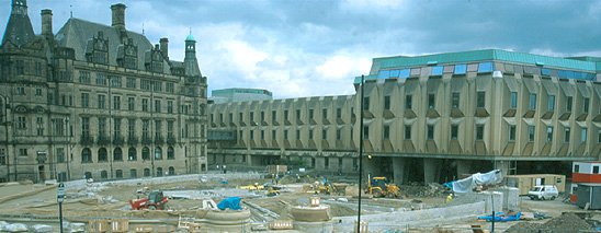 Sheffield Town Hall with the Egg Box extension. Copyright unknown