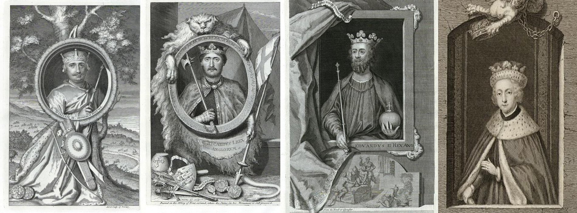 The possibly murdered monarchs. From left to right King William II, King Richard I, King Edward II and King Edward V. All images courtesy of ancestryimages.com