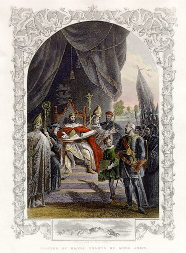 King John signing the Magna Carta. Image courtesy of ancestryimages.com
